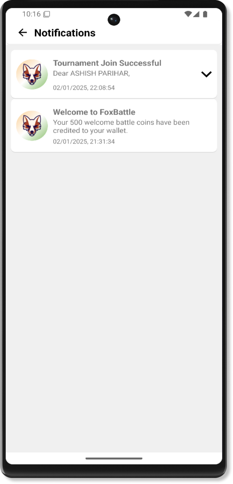 FoxBattle Wallet Page